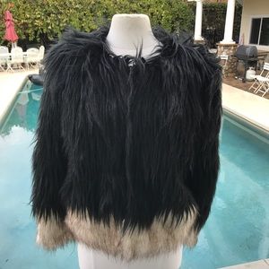 Brand new w/tag LF black to beige ombré fur coat